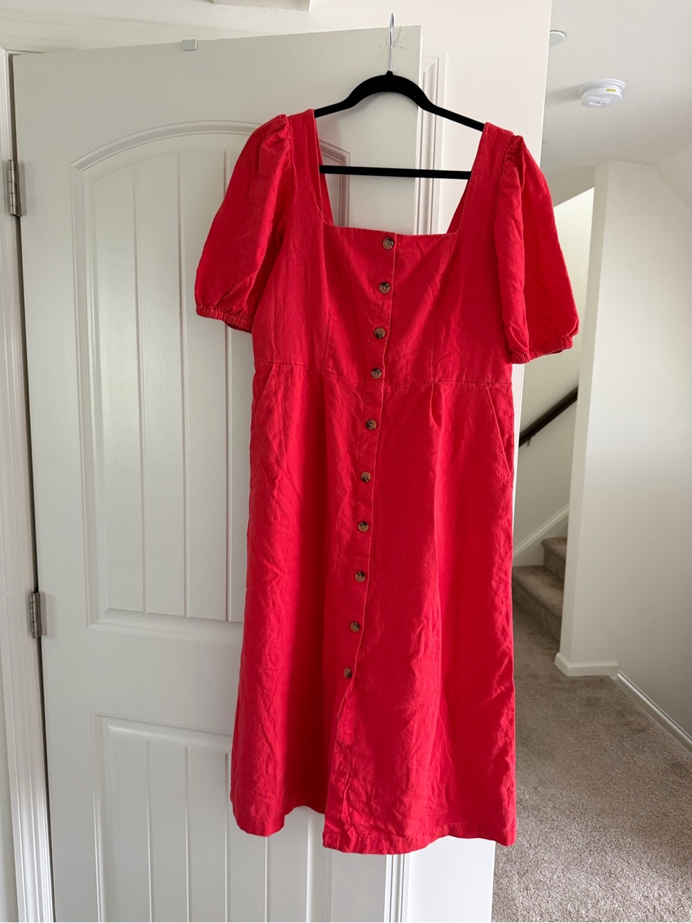 Old Navy Red Button-Front Midi Dress